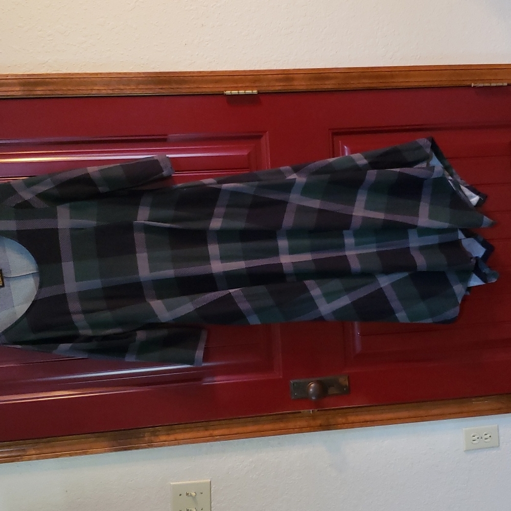 Reborn green and navy plaid dress XL